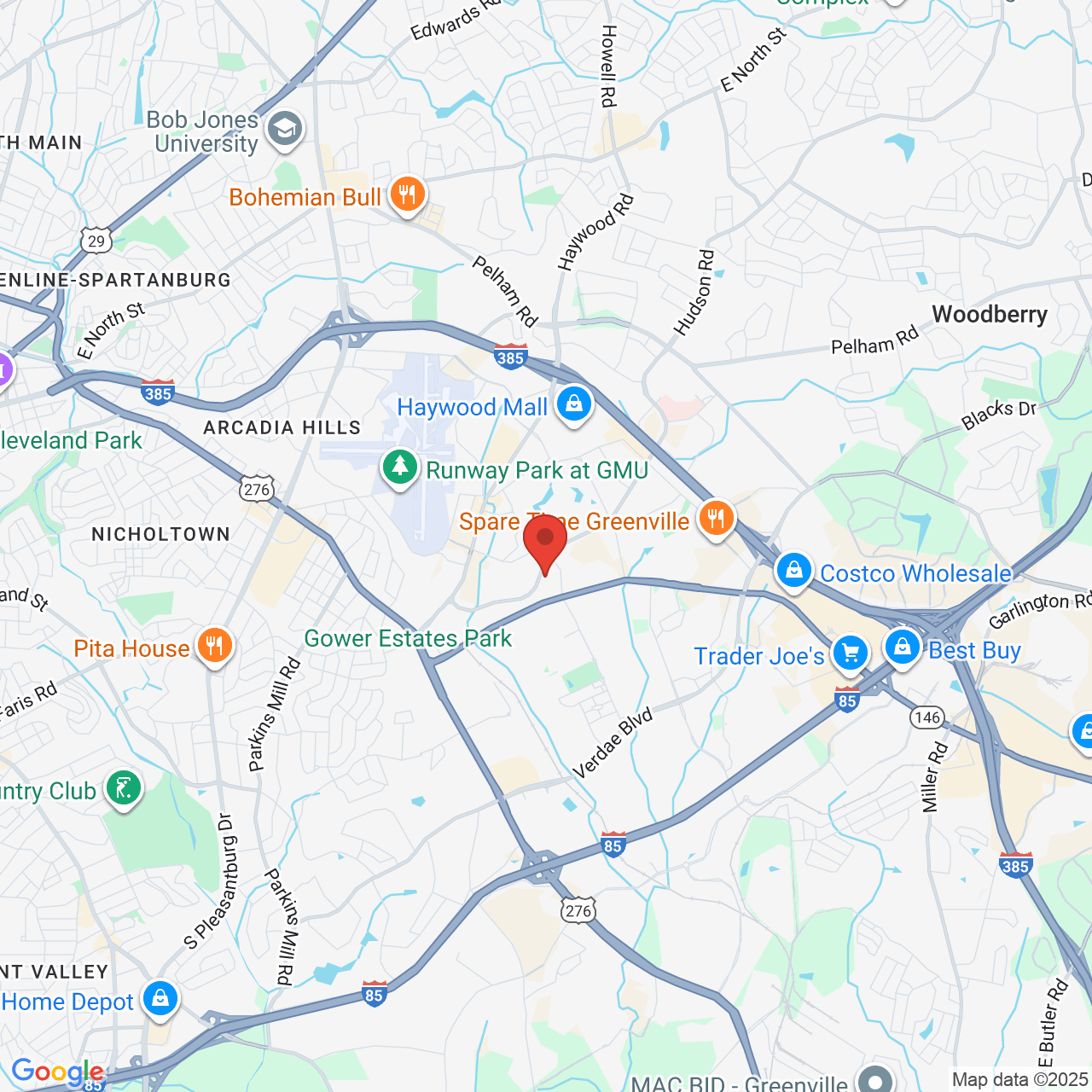 Google map image of our location in 615 Halton Rd Greenville, SC